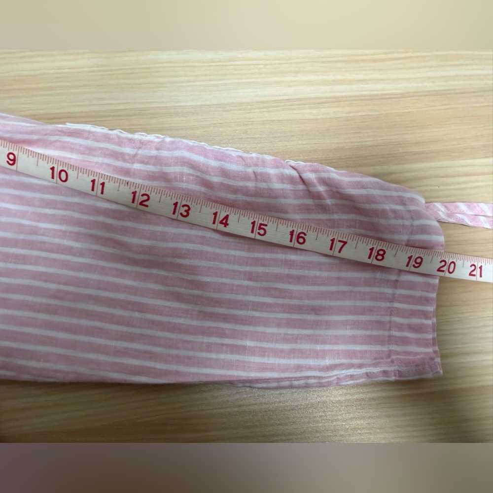 John Mark Pink and White Striped Linen Shirt Coastal Beach Resortwear Carnival - Picture 4 of 8